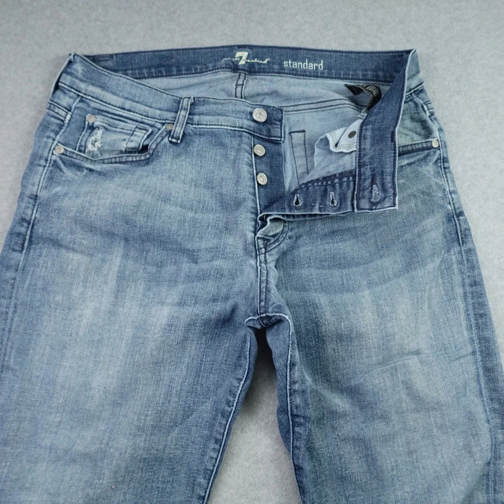 7 For All Mankind Jeans Mens 33 Blue Standard Straight Leg Button Fly Denim